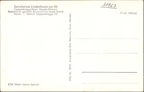 Ak Coppenbrügge, Sanatorium Lindenbrunn, Gartenhaus