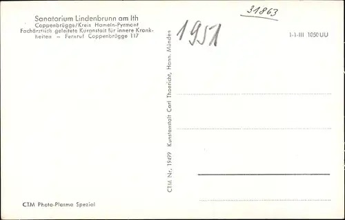 Ak Coppenbrügge Niedersachsen, Sanatorium Lindenbrunn am Ith