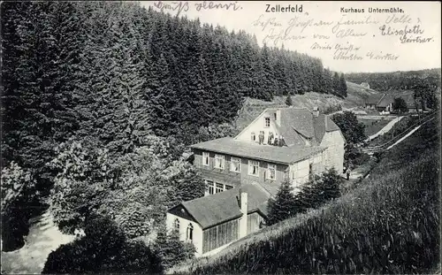 Ak Clausthal Zellerfeld im Oberharz, Kurhaus Untermühle, Wald