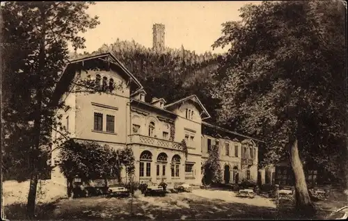 Ak Rochlitz an der Mulde, Hotel Pension Rochlitzer Berg, Außenansicht, Friedrich August Turm