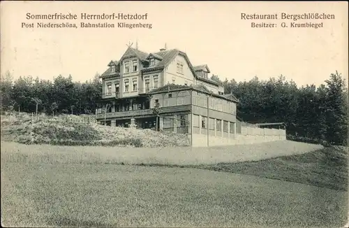 Ak Herrndorf Hetzdorf Halsbrücke Mittelsachsen, Restaurant Bergschlößchen