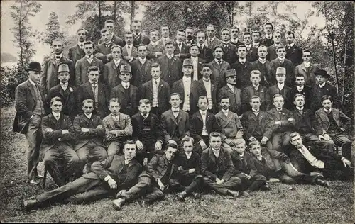 Foto Ak Dörfel Marienberg im Erzgebirge, Deutsche Jungmannschaft Kornblume 1909, Gruppenportrait