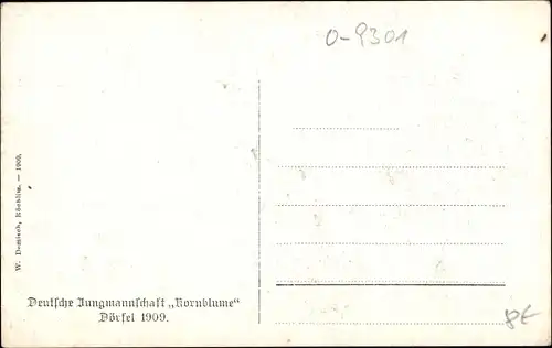 Foto Ak Dörfel Marienberg im Erzgebirge, Deutsche Jungmannschaft Kornblume 1909, Gruppenportrait