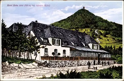 Künstler Ak von Wille, Otto, Adenau in der Eifel, Hotel Hohe Acht, Panorama mit Nürburg