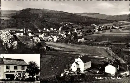 Ak Niederzerf Zerf Rheinland Pfalz, Gesamtansicht, Bäckerei und Café N. Becker