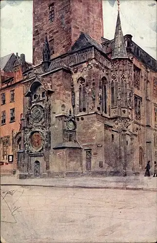 Künstler Ak Jedlicek, F., Praha Prag Tschechien, Rathaus, Astronomische Uhr, Kapelle