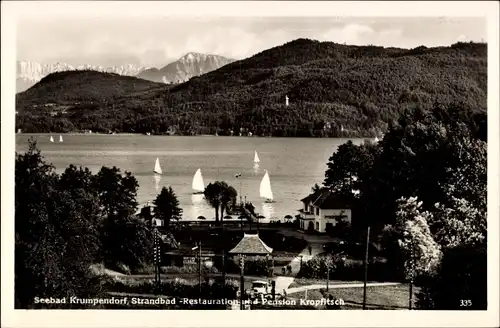 Ak Krumpendorf am Wörthersee Kärnten, Strandbad, Restauration und Pension Kropfitsch