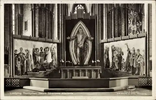 Ak Linköping Schweden, Domkyrkan, Henrik Sörensens Altartavla