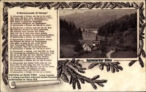 Ak Kapfenhardt Unterreichenbach im Schwarzwald, Karpfenhardter Mühle, Liedtext L. Auerbach