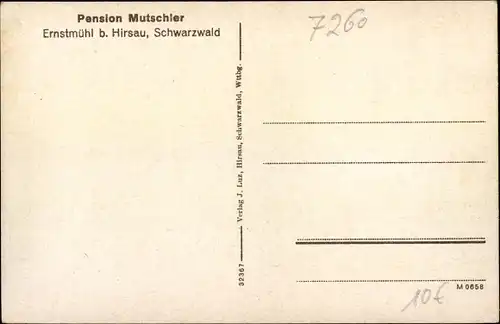 Ak Ernstmühl Hirsau Calw im Schwarzwald, Pension Mutschler