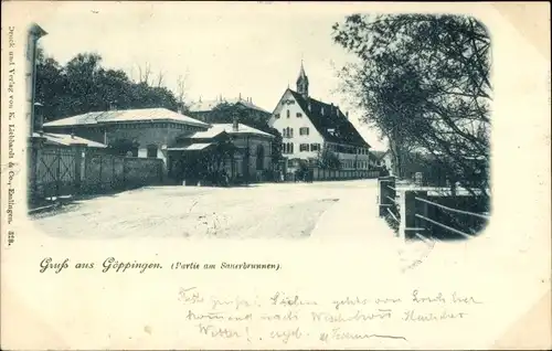 Ak Göppingen in Württemberg, Partie am Sauerbrunnen, Dorfidyll