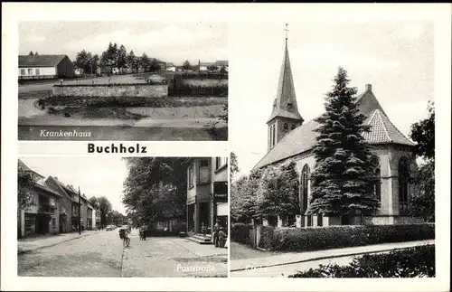 Ak Buchholz Nordheide, Krankenhaus, Poststraße, Kirche