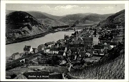 Ak Karden a.d. Mosel, Gesamtansicht des Ortes mit Umgebung