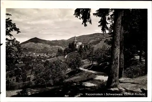 Ak Kappelrodeck im Schwarzwald, Schloss vom Wald aus gesehen