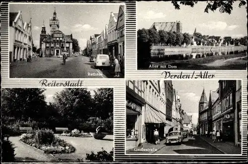 Ak Verden an der Aller, Rathaus, Park, Aller mit Dom, Große Straße