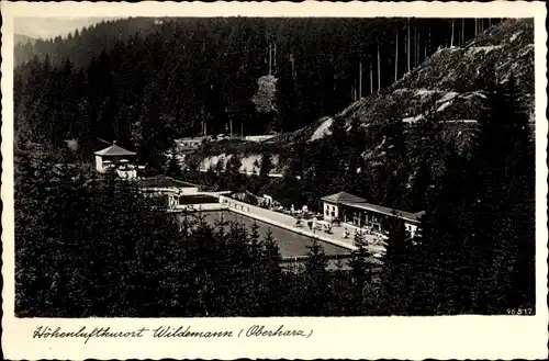 Ak Wildemann Clausthal Zellerfeld im Oberharz, Schwimmbad aus der Vogelschau
