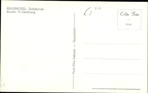 Ak Arcen Limburg Niederlande, Maashotel, Dakterras