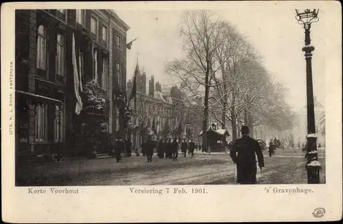 Ak 's Gravenhage Den Haag Südholland, Korte Voorhout, Versiering 7 Feb. 1901