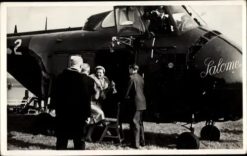 Ak Königin Juliana der Niederlande, Aankomst per Helicopter Salome aan de Afsluitdijk 1954