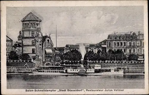 Ak Düsseldorf am Rhein, Salon Schnelldampfer Stadt Düsseldorf