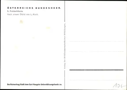Künstler Ak Koch, L., Österreichs Bundesheer, Feldartillerie