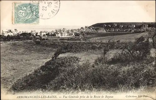 Ak Arromanches les Bains Calvados, Vue Generale prise de la Route de Bayeux