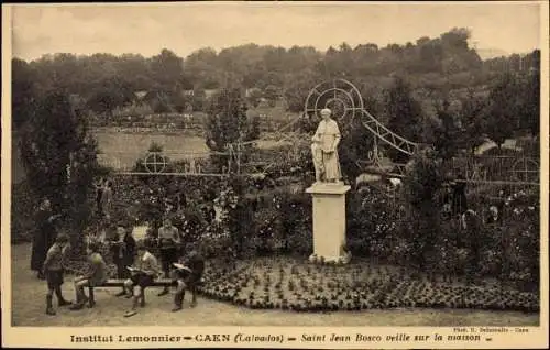 Ak Caen Calvados, Institut Lemonnier, Saint Jean Bosco veille sur la maison