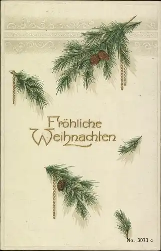 Ak Glückwunsch Weihnachten, Tannenzweige, Zapfen