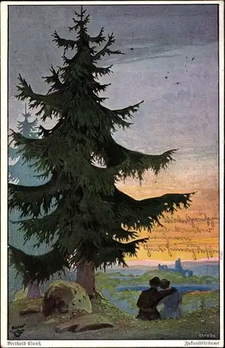 Künstler Ak Clauss, B., Zukunftsträume, Liebespaar, Baum