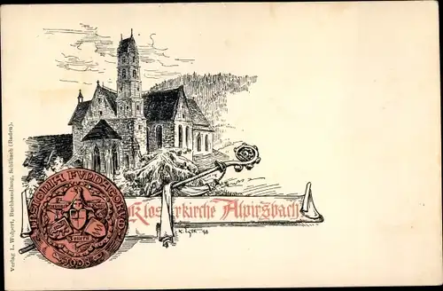 Litho Alpirsbach im Schwarzwald, Klosterkirche, Siegel