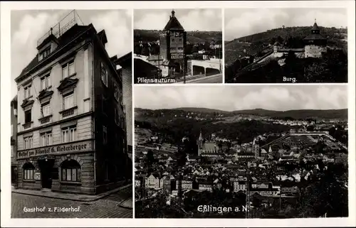 Ak Esslingen am Neckar, Gasthof zum Filderhof, Pliensauturm, Burg, Panorama