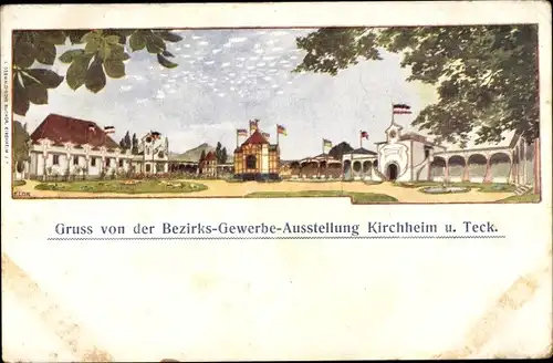 Litho Kirchheim unter Teck Baden Württemberg, Bezirks Gewerbeausstellung