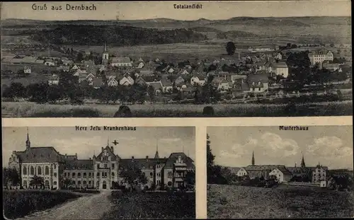Ak Dernbach im Westerwald, Panorama, Herz Jesu Krankenhaus, Mutterhaus
