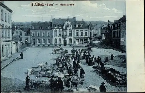 Ak Sulzbach im Saarland, Marktstraße, Markt