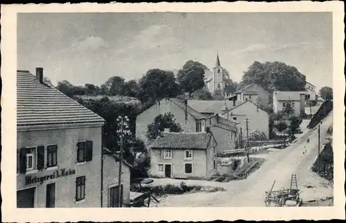 Ak Ittersdorf Wallerfangen im Saarland, Ortspartie, Metzgerei, Kirche