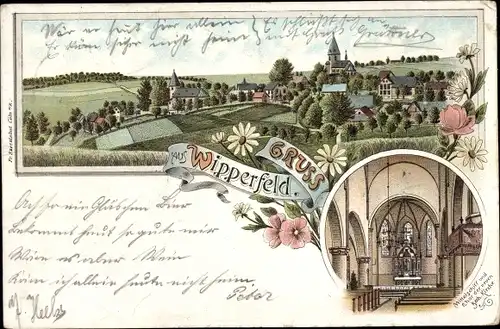 Litho Kassel in Hessen, Gesamtansicht, Mittelschiff, Chor, Kath. Kirche