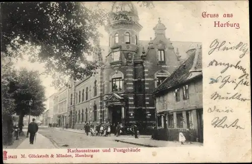 Ak Hamburg Harburg, Rathausstraße, Postgebäude