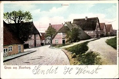 Ak Hamburg Harburg Moorburg, Straßenpartie am Kirchdeich, Wohnhäuser