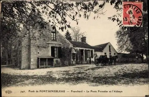 Ak Fontainebleau Seine et Marne, Foret, Franchard, Le Poste Forestier et l'Abbaye