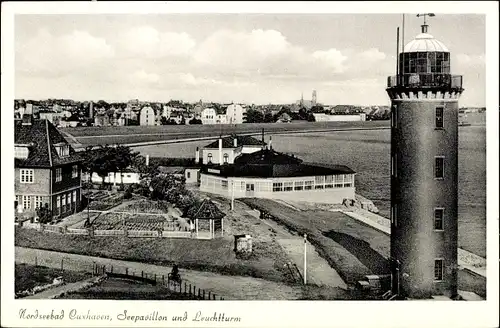 Ak Nordseebad Cuxhaven, Seepavillon und Leuchtturm