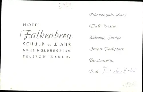 Ak Schuld an der Ahr, Hotel Falkenberg