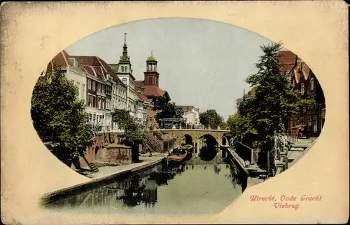 Ak Utrecht Niederlande, Oude Gracht Viebrug