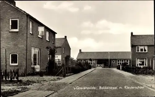 Ak 's Gravenpolder Zeeland, Bakkerstraat, Kleuterschool