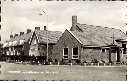 Ak Geersdijk Zeeland, Geersdijkseweg, Herv. Kerk