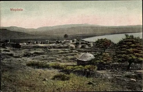 Ak Migdal Magdala Israel, Panorama vom Ort