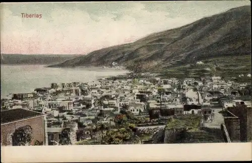 Ak Tiberias Israel, Panorama vom Ort