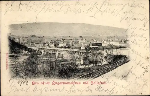 Ak Sollefteå Schweden, Bro öfver Ångermanälven, Ångermanelfven