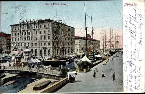Ak Triest Trieste Friuli Venezia Giulia, Piazza Ponterosso