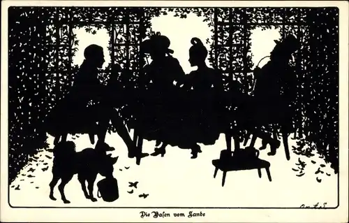 Scherenschnitt Künstler Ak v. Alt Stutterheim, Die Basen vom Lande