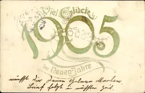 Präge Ak Glückwunsch Neujahr, Jahreszahl 1905, Maiglöckchen